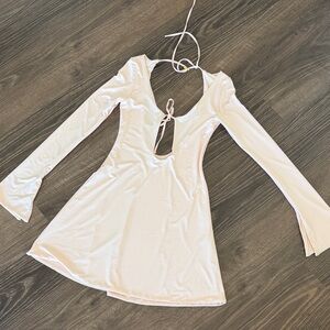 OhPolly Elegant Cream Long-Sleeve Dress
